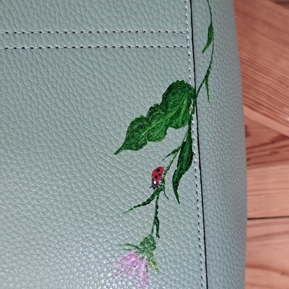 SOLD Hand Painted Upcycled Faux Leather Vegan Tote NWT Butterfly - Picture 12 of 16